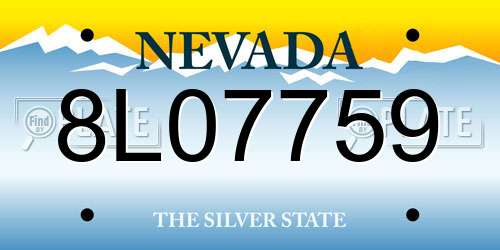 8L07759 Nevada License Plate