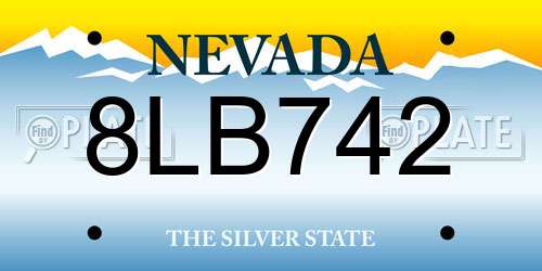 8LB742 Nevada License Plate