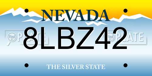 8LBZ42 Nevada License Plate