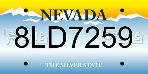 8LD7259 Nevada License Plate