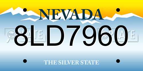 8LD7960 Nevada License Plate