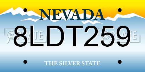 8LDT259 Nevada License Plate
