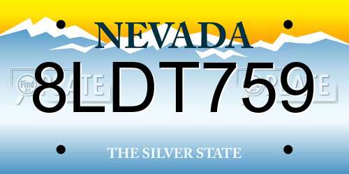 8LDT759 Nevada License Plate