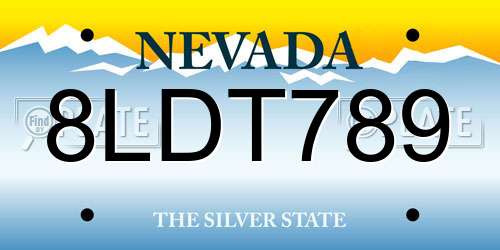 8LDT789 Nevada License Plate