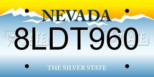 8LDT960 Nevada License Plate