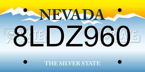 8LDZ960 Nevada License Plate