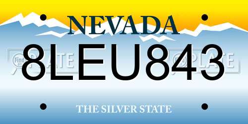 8LEU843 Nevada License Plate