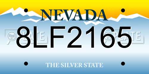 8LF2165 Nevada License Plate
