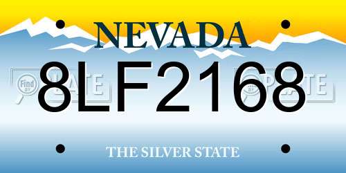 8LF2168 Nevada License Plate