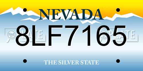 8LF7165 Nevada License Plate