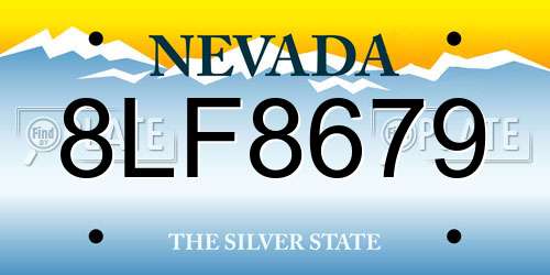 8LF8679 Nevada License Plate