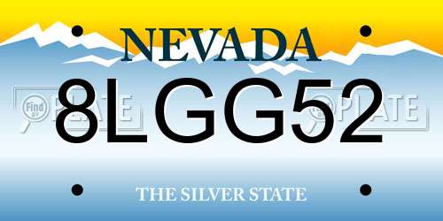 8LGG52 Nevada License Plate