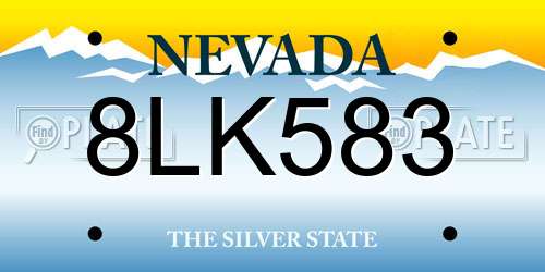 8LK583 Nevada License Plate