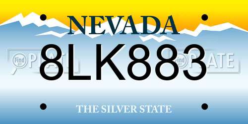 8LK883 Nevada License Plate