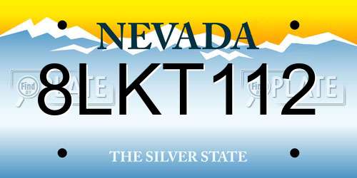 8LKT112 Nevada License Plate