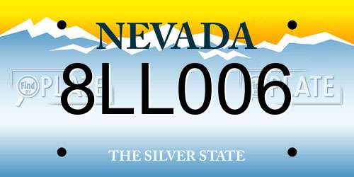 8LL006 Nevada License Plate