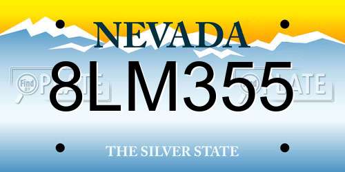 8LM355 Nevada License Plate