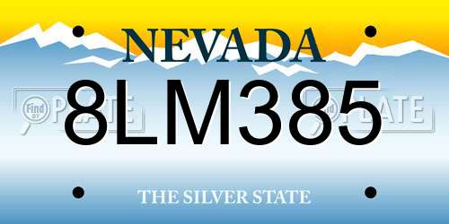 8LM385 Nevada License Plate