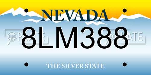 8LM388 Nevada License Plate
