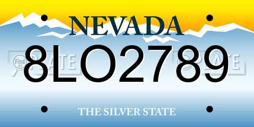 8LO2789 Nevada License Plate