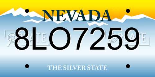8LO7259 Nevada License Plate
