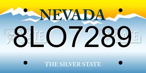 8LO7289 Nevada License Plate