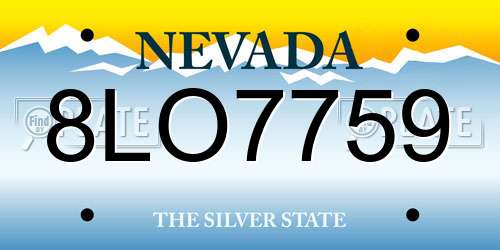 8LO7759 Nevada License Plate