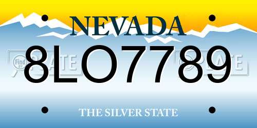 8LO7789 Nevada License Plate