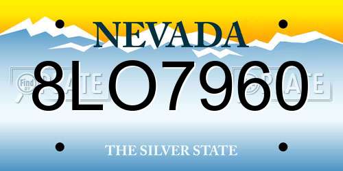 8LO7960 Nevada License Plate