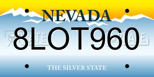 8LOT960 Nevada License Plate