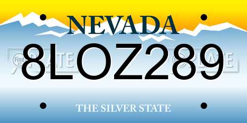 8LOZ289 Nevada License Plate