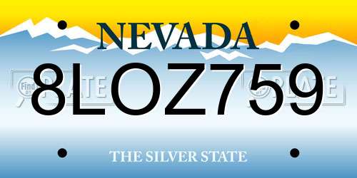 8LOZ759 Nevada License Plate