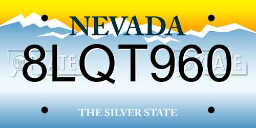 8LQT960 Nevada License Plate