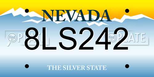 8LS242 Nevada License Plate