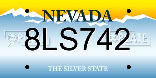 8LS742 Nevada License Plate