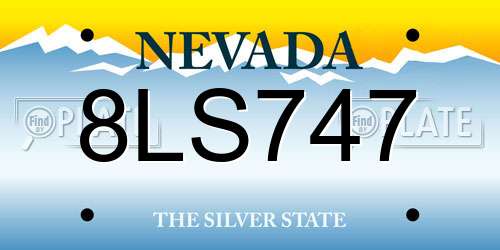 8LS747 Nevada License Plate