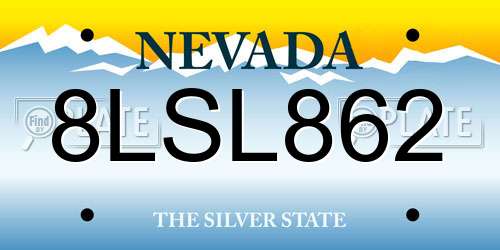 8LSL862 Nevada License Plate