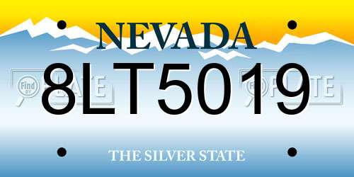 8LT5019 Nevada License Plate