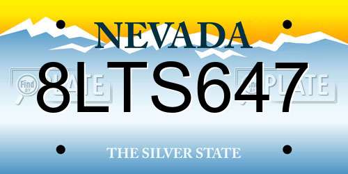 8LTS647 Nevada License Plate