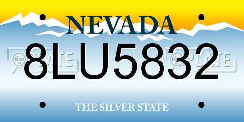 8LU5832 Nevada License Plate