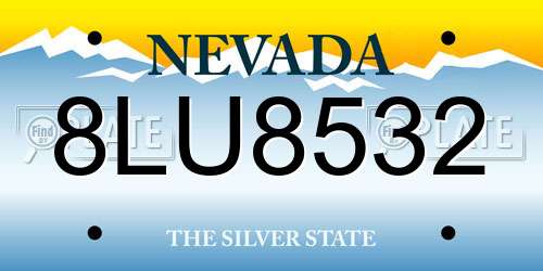 8LU8532 Nevada License Plate