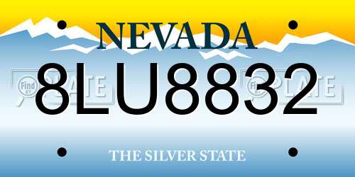 8LU8832 Nevada License Plate