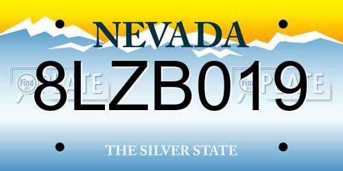 8LZB019 Nevada License Plate