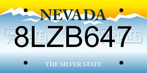 8LZB647 Nevada License Plate