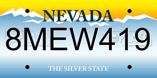 8MEW419 Nevada License Plate
