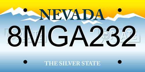 8MGA232 Nevada License Plate