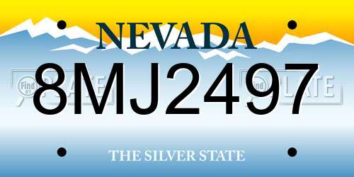 8MJ2497 Nevada License Plate