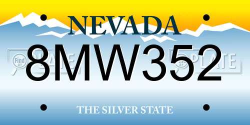 8MW352 Nevada License Plate