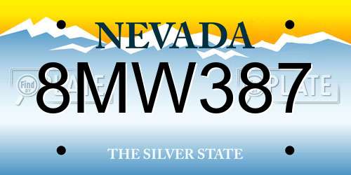 8MW387 Nevada License Plate