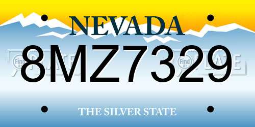 8MZ7329 Nevada License Plate